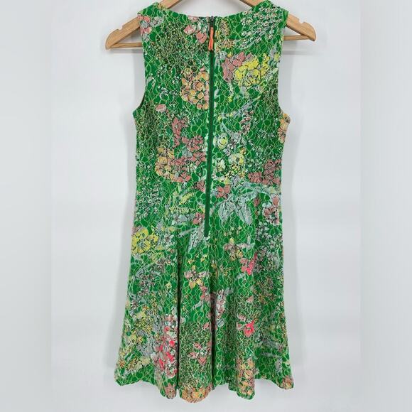 Maeve Anthropologie Lace Sequin Mini Dress Green White Pink Romantic Floral 2 - Picture 4 of 13